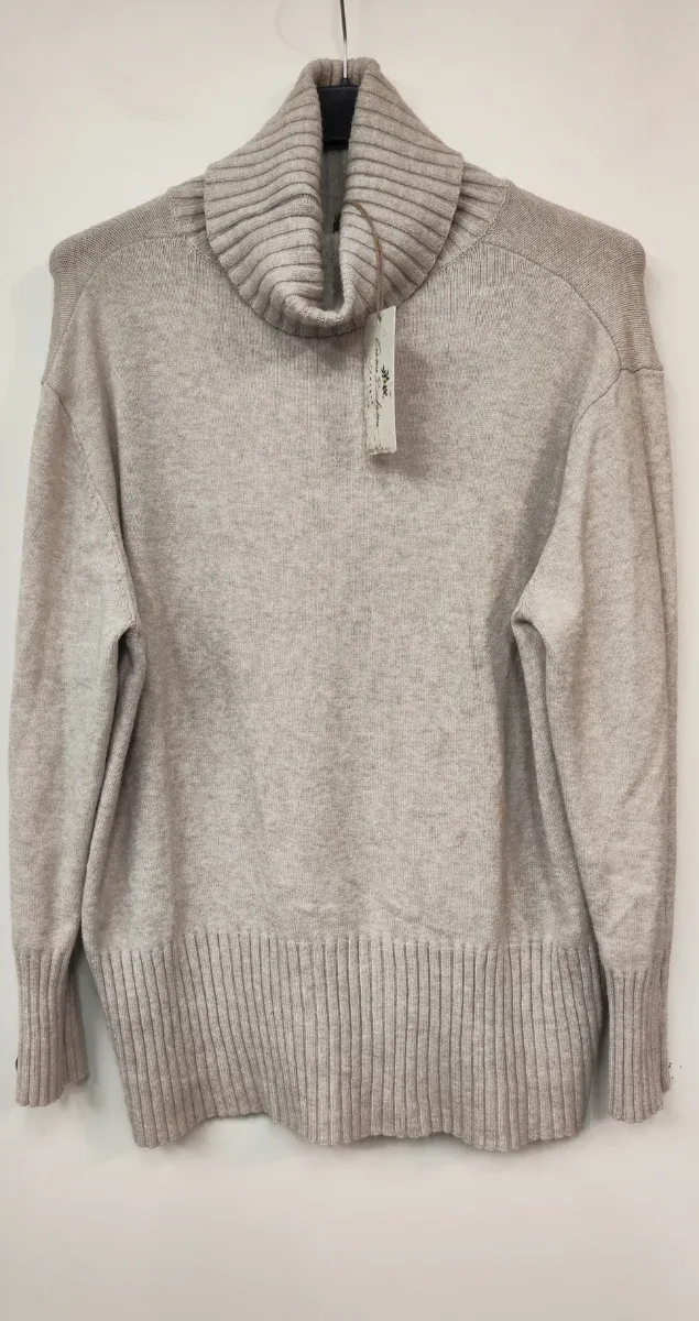 Jersey cuello alto beige talla única