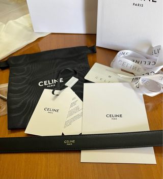 Cintura Celine Pelle Nera Fibbia Oro