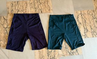 Lote 2 pantalones cortos mujer morado y verde azul