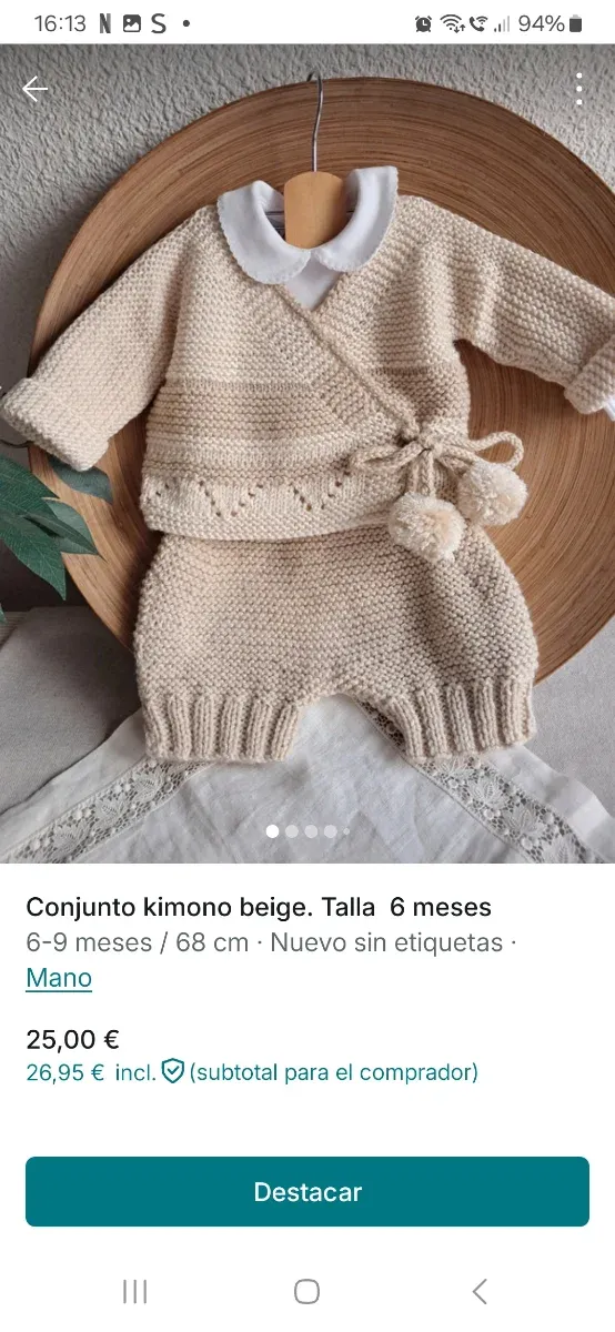 Conjunto kimono beige bebé 6 meses