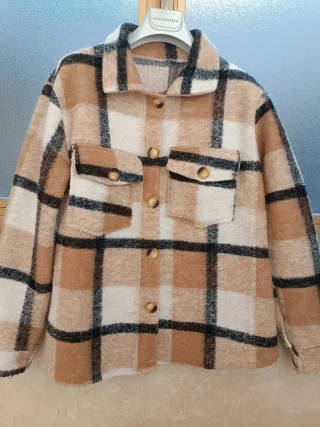 Camicia a quadri beige e marrone