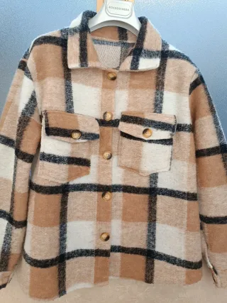 Camicia a quadri beige e marrone