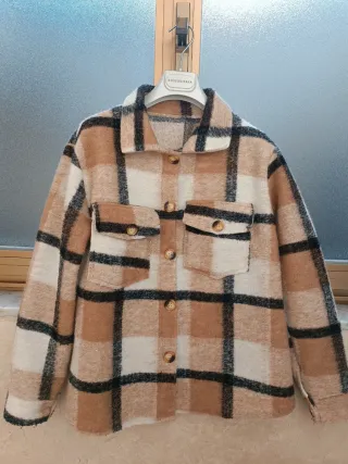 Camicia a quadri beige e marrone