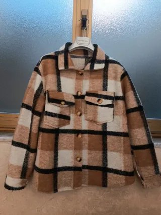 Camicia a quadri beige e marrone