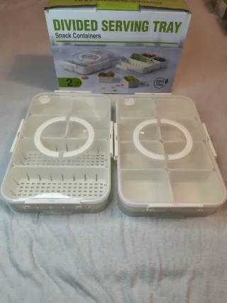 Bandeja Servir Snack Contenedores con Tapa