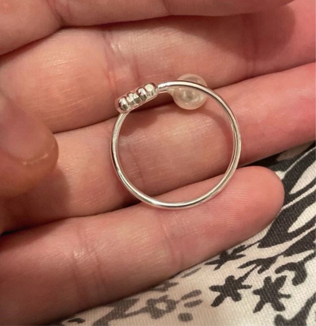 Anillo Plata Ley Oso y Perla Ajustable