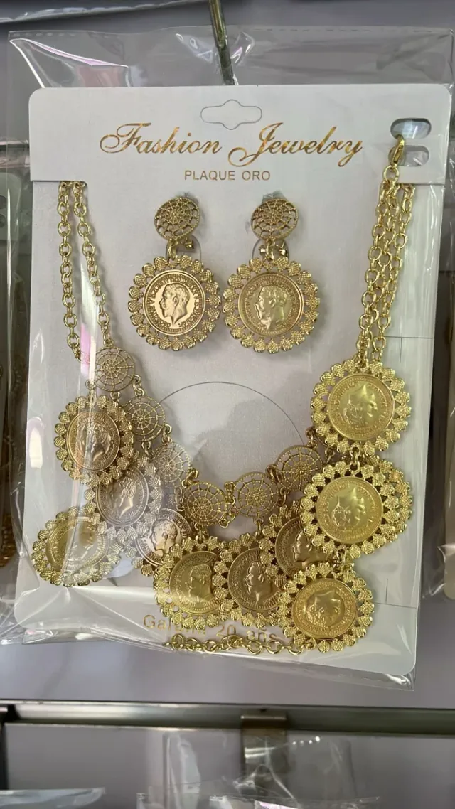 Conjunto Joyas Plaque Oro Mujer