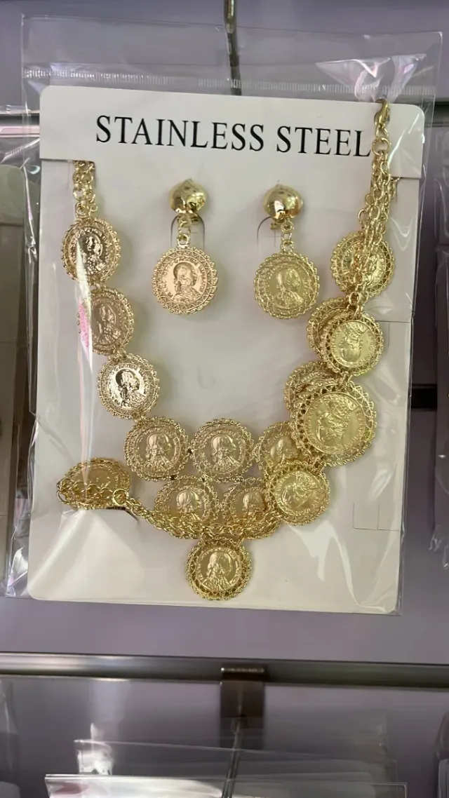 Conjunto Joyas Plaque Oro Mujer