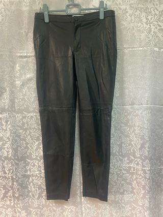 Pantalón Piel Negro Mango Talla M
