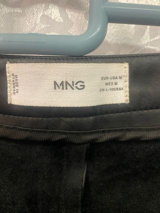 Pantalón Piel Negro Mango Talla M