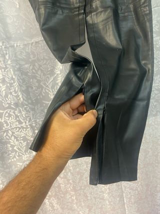 Pantalón Piel Negro Mango Talla M