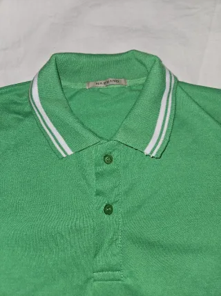 Polo uomo verde con righe bianche