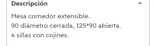 Mesa comedor extensible y sillas