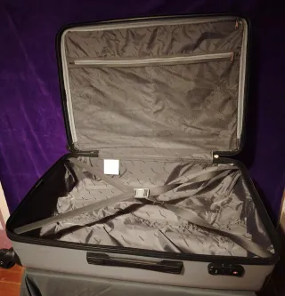 Maleta gris con ruedas y candado