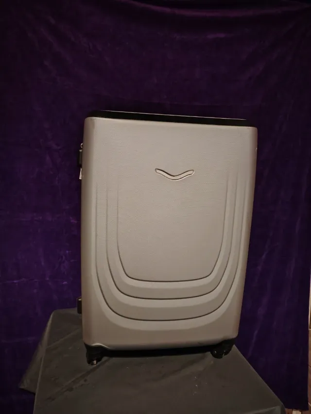 Maleta gris con ruedas y candado