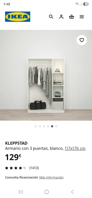 Guardaroba Ikea Kleppstad Bianco