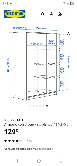 Guardaroba Ikea Kleppstad Bianco