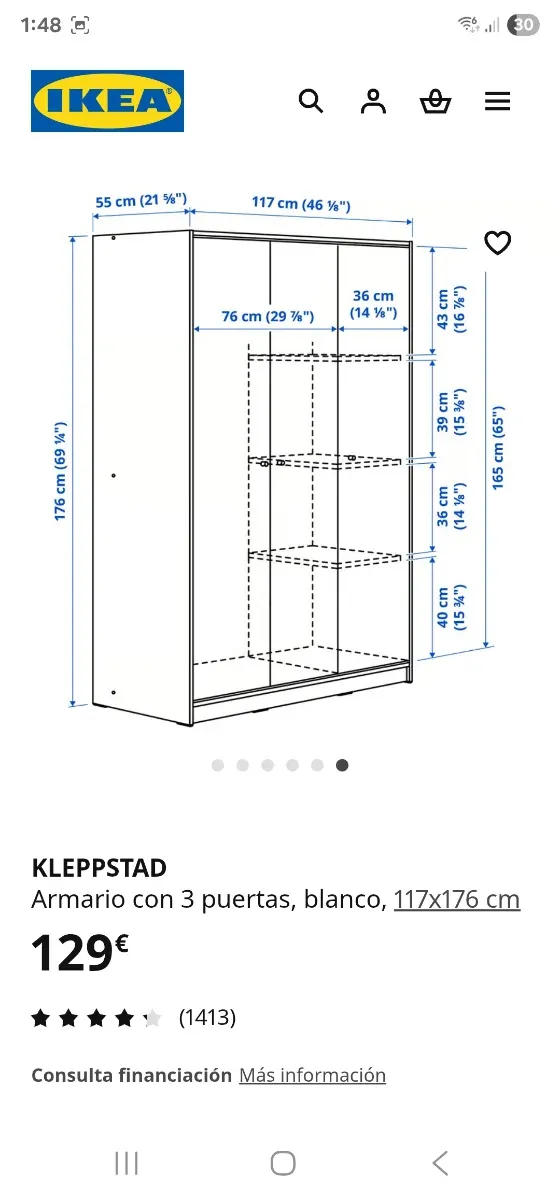 Guardaroba Ikea Kleppstad Bianco
