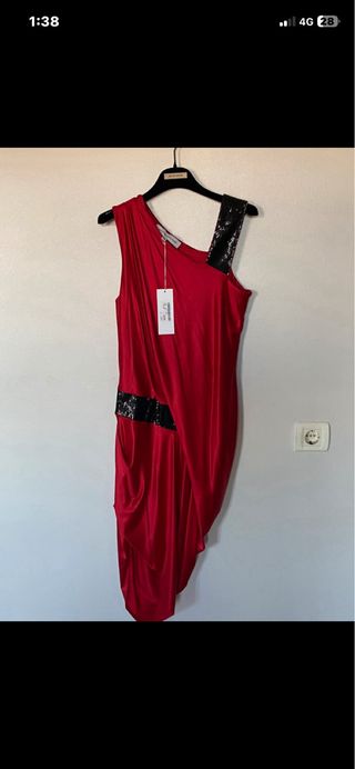 Vestido Amaya Arzuaga Rojo con Negro
