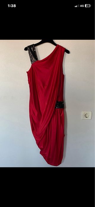 Vestido Amaya Arzuaga Rojo con Negro