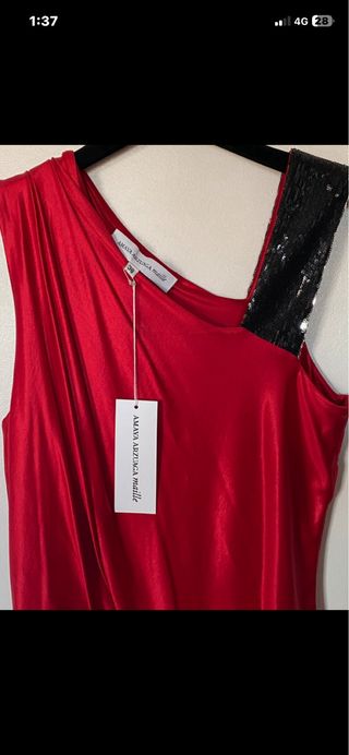 Vestido Amaya Arzuaga Rojo con Negro