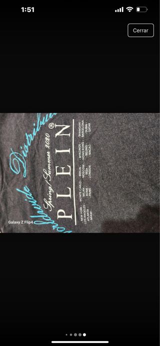 Camiseta Plein Skull Gris y Plateado