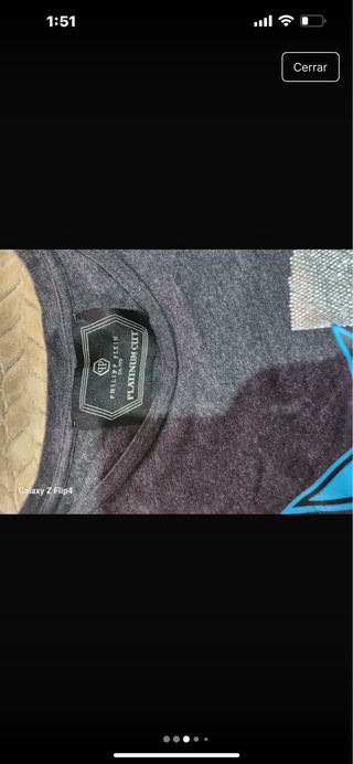 Camiseta Plein Skull Gris y Plateado