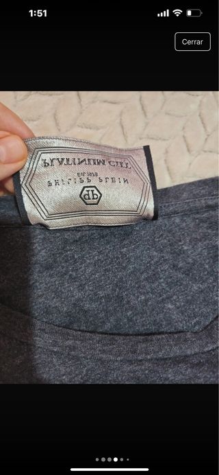 Camiseta Plein Skull Gris y Plateado