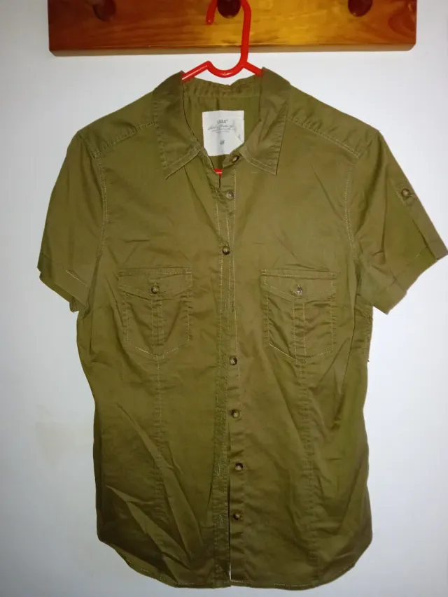 Camisa verde militar manga corta