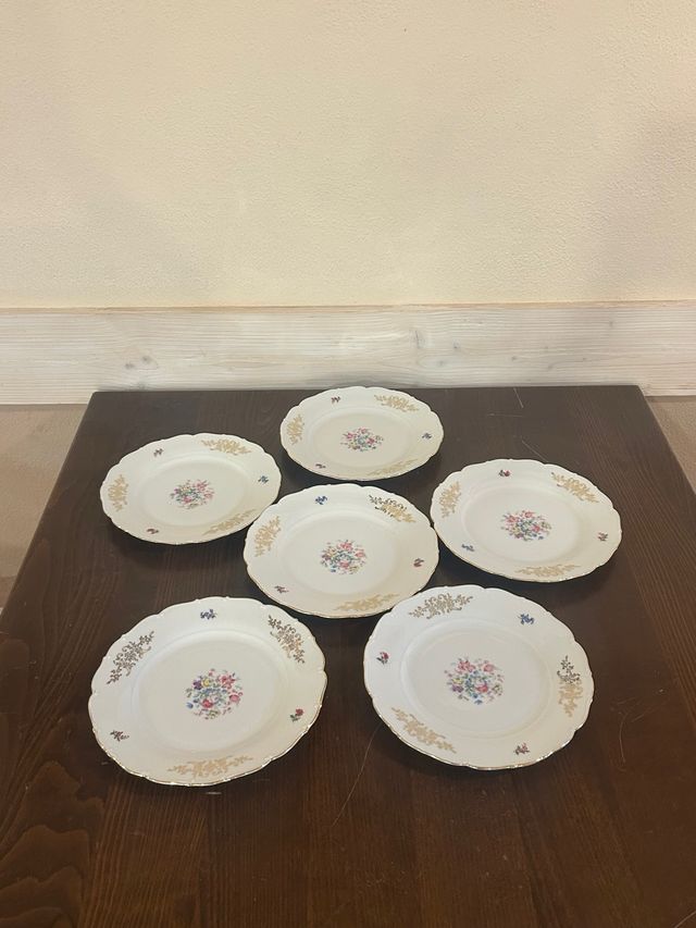 Set 6 Piatti piani Floreali Cecoslovacchia