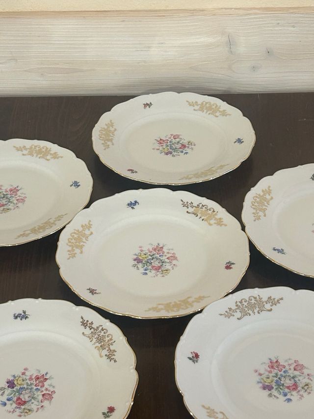 Set 6 Piatti piani Floreali Cecoslovacchia