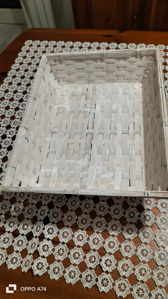 Cesto rettangolare in bambù bianco