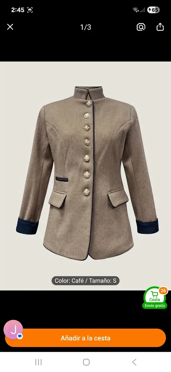 Chaqueta militar café talla S