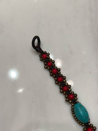 Braccialetto unisex color turchese rosso e bronzo