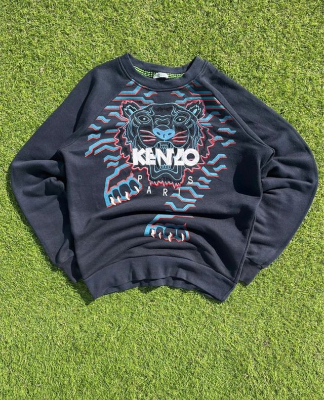 Sudadera Kenzo Negra con Diseño Tigre