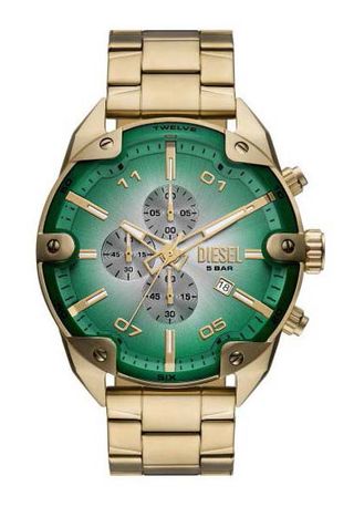 Reloj Diesel Spiked dorado y verde