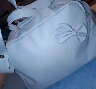 Bolso carrito bebé celeste con lazo