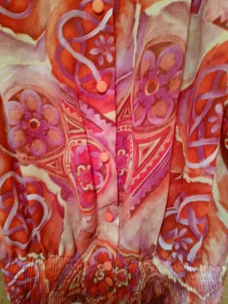 Camisa estampada naranja y fucsia manga larga