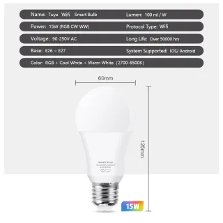 Lampadina Smart Wifi RGBW 15W Dimmerabile smartlif
