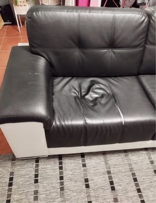 Sofá modular em pele sintética preto e branco