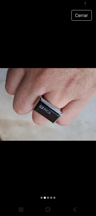 Anillo D&G auténtico plateado con sello negro