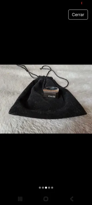 Anillo D&G auténtico plateado con sello negro