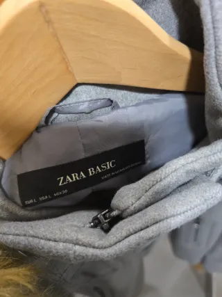 Chaqueta Zara Gris Mujer con Capucha