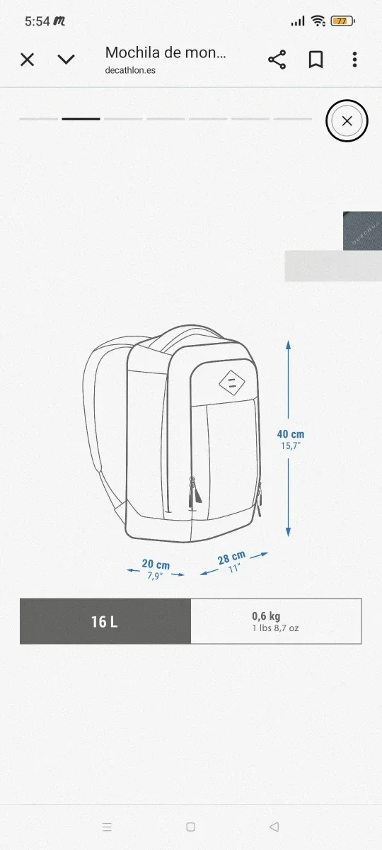 Mochila senderismo Quechua color burdeos 23 litros