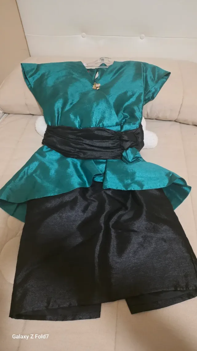 Vestido fiesta mujer negro y verde