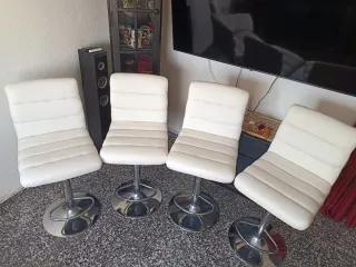 Set di 4 sedie da bar bianche