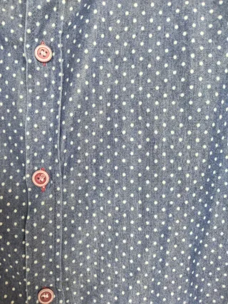 Camicia uomo jeans pois bianchi