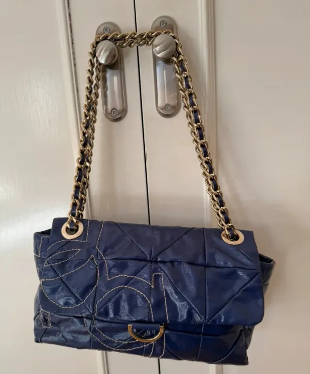 Bolso Purificación García Azul Dorado