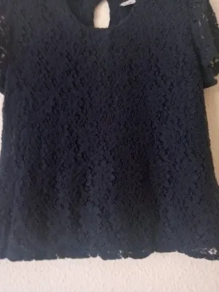 Blusa fiesta encaje azul marino
