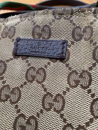 Borsa Gucci monogramma tela marrone e verde